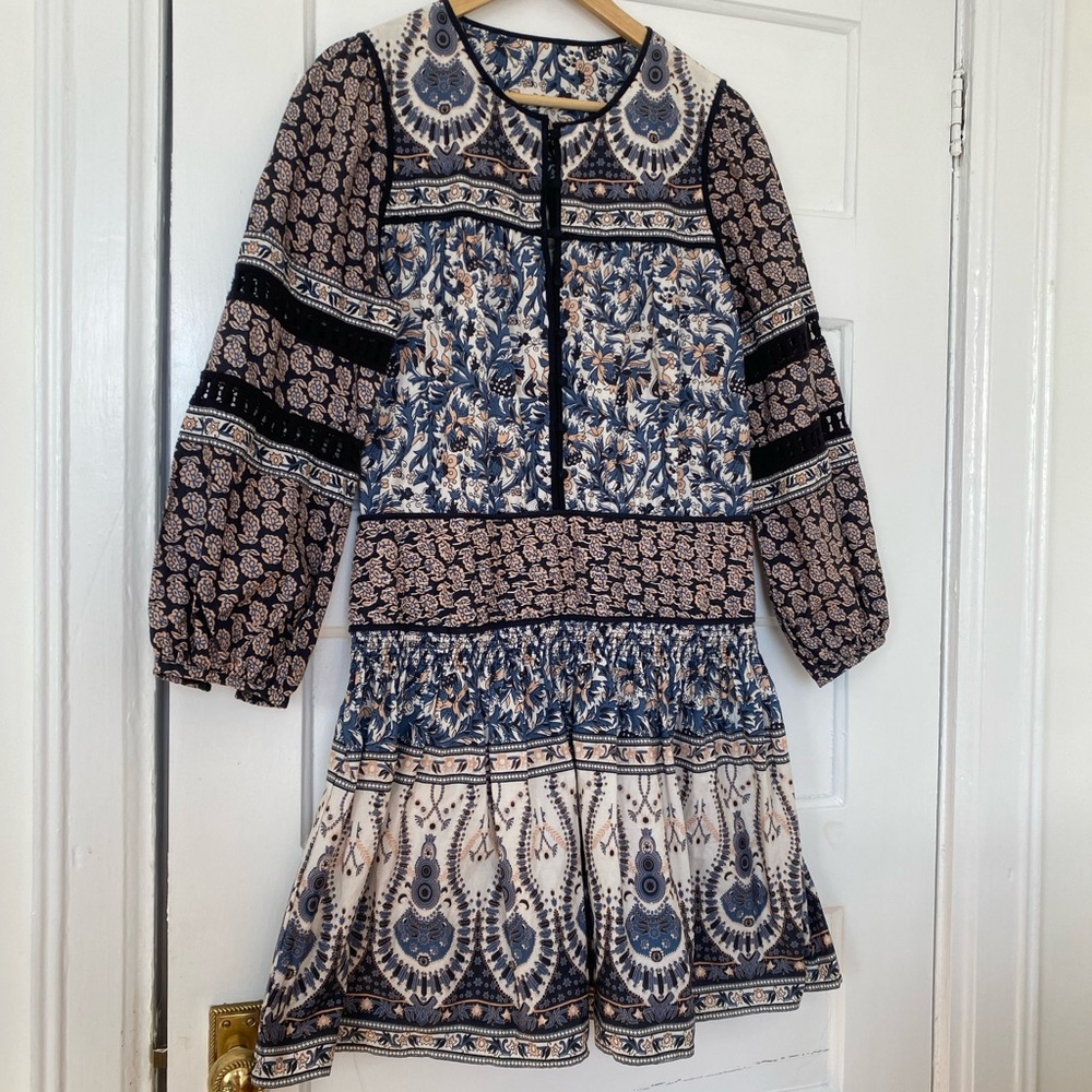 Sea New York Gemma Peasant boho mini dress